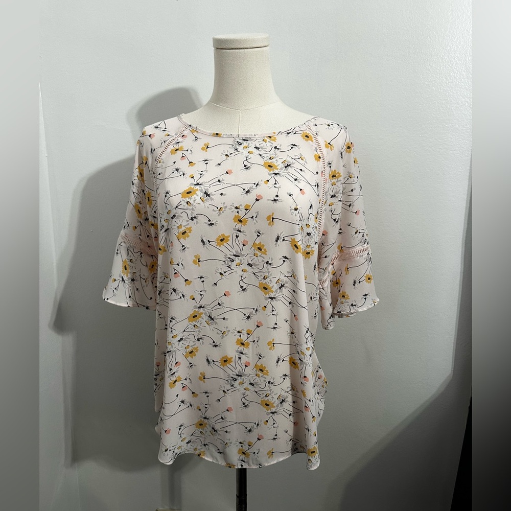 LOFT Pink Floral Blouse Spring Top Small